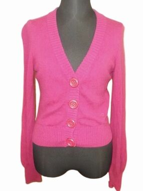 Pink Burberry Cashmere & Wool Sweater Cardigan